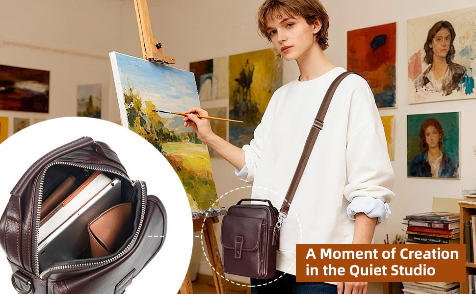 時尚男女適用斜背包 高級真皮單肩包 新款通勤逛街小方包 頭層牛皮實用ipad包包推薦 真皮包包