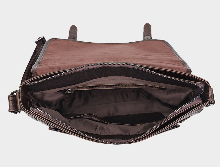 時尚真皮休閒斜挎包男包 新款頭層牛皮百搭復古單肩包 橫款純色大容量郵差包斜背包推薦 真皮包包