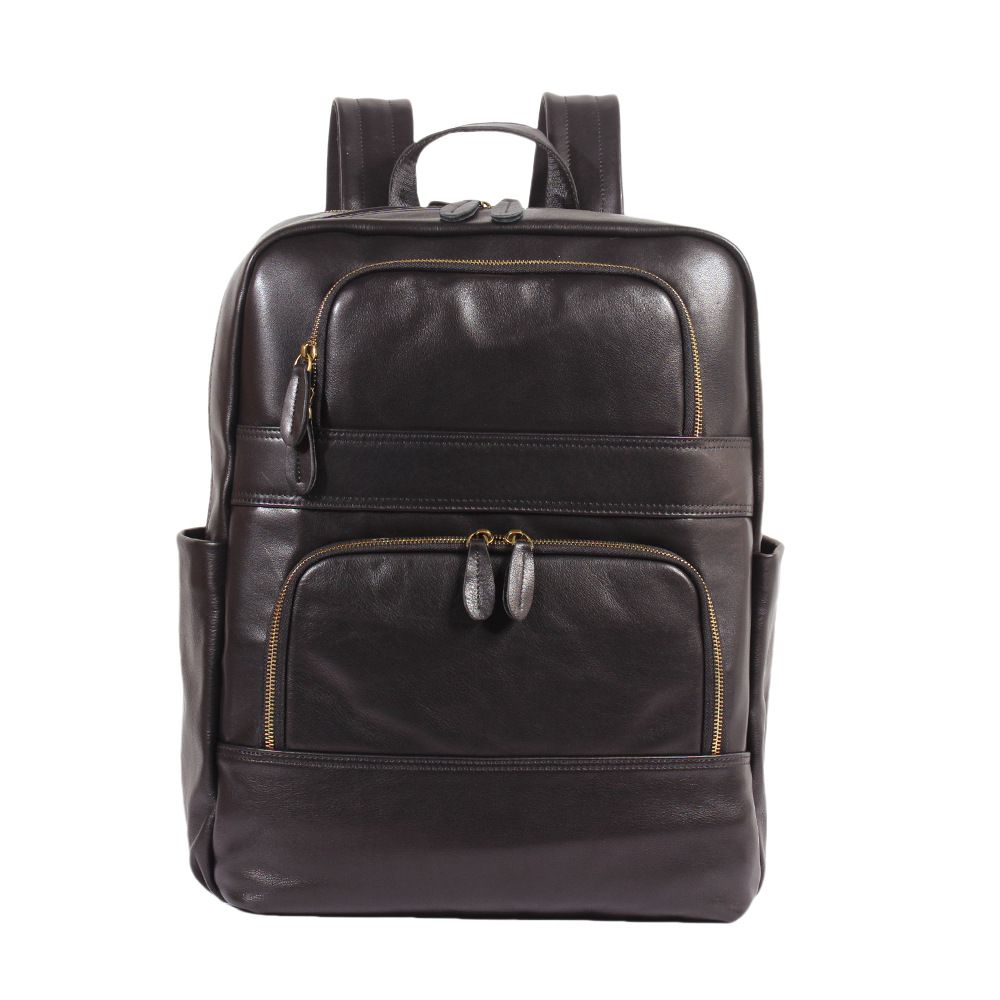 時尚大容量男出差商務筆電包 通勤新款真皮男士雙肩包 頭層牛皮大容量潮牌後背包推薦 真皮包包