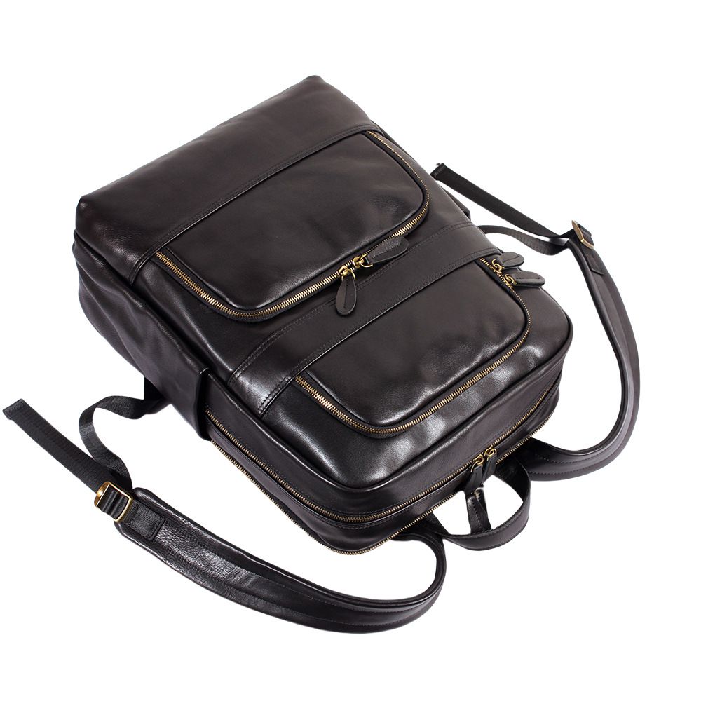 時尚大容量男出差商務筆電包 通勤新款真皮男士雙肩包 頭層牛皮大容量潮牌後背包推薦 真皮包包