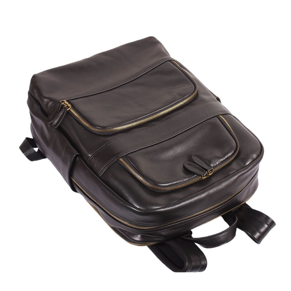 時尚大容量男出差商務筆電包 通勤新款真皮男士雙肩包 頭層牛皮大容量潮牌後背包推薦 真皮包包