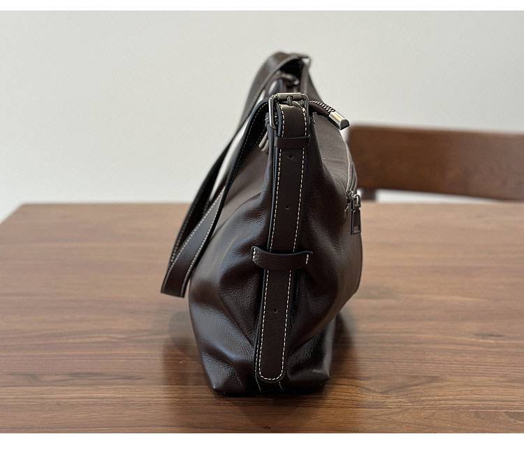 頭層牛皮女包斜背包 真皮簡約單肩包大包包 女生大容量hobo包 真皮包包側背包推薦 真皮包包