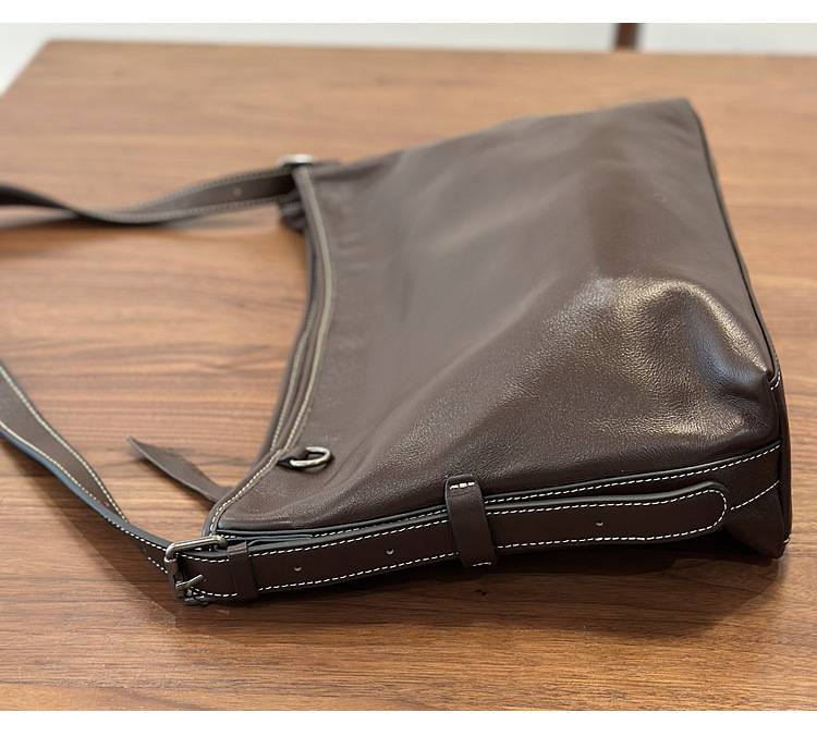 頭層牛皮女包斜背包 真皮簡約單肩包大包包 女生大容量hobo包 真皮包包側背包推薦 真皮包包