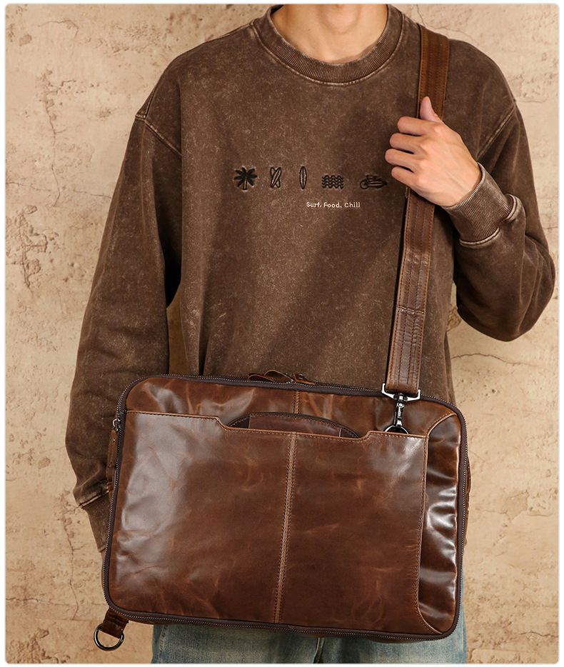 多功能油蠟皮擴容後背包手提包 真皮包包旅行包公事包 戶外休閒斜背包 大容量雙肩背包公文包推薦 一包多用 真皮包包