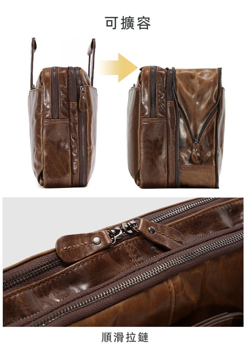 多功能油蠟皮擴容後背包手提包 真皮包包旅行包公事包 戶外休閒斜背包 大容量雙肩背包公文包推薦 一包多用 真皮包包