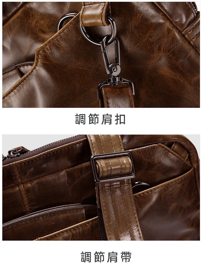 多功能油蠟皮擴容後背包手提包 真皮包包旅行包公事包 戶外休閒斜背包 大容量雙肩背包公文包推薦 一包多用 真皮包包