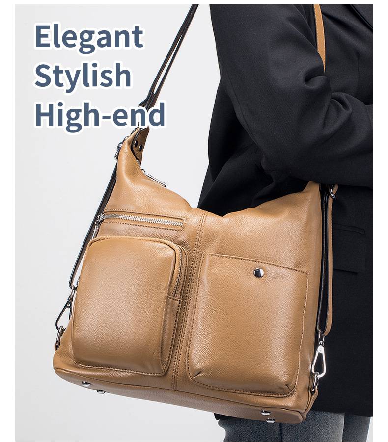 新款韓版多功能後背包斜挎包 一包多用用雙肩包 女生真皮百搭女包 頭層牛皮時尚單肩斜跨包大容量斜背包推薦 真皮包包