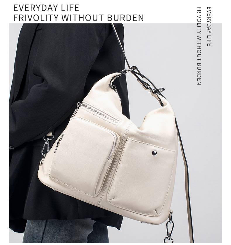 新款韓版多功能後背包斜挎包 一包多用用雙肩包 女生真皮百搭女包 頭層牛皮時尚單肩斜跨包大容量斜背包推薦 真皮包包