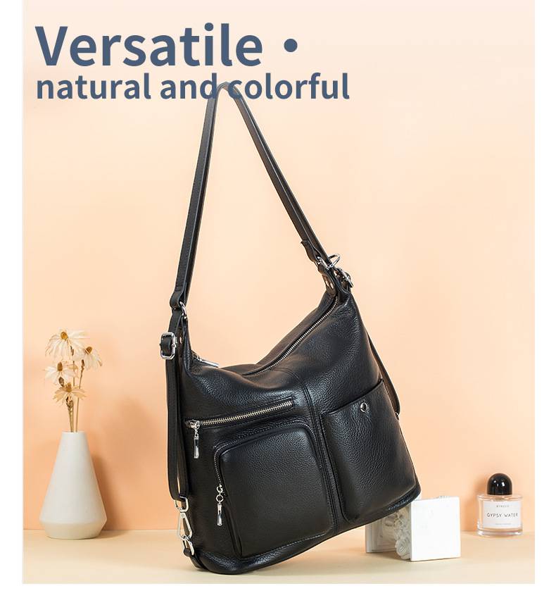 新款韓版多功能後背包斜挎包 一包多用用雙肩包 女生真皮百搭女包 頭層牛皮時尚單肩斜跨包大容量斜背包推薦 真皮包包