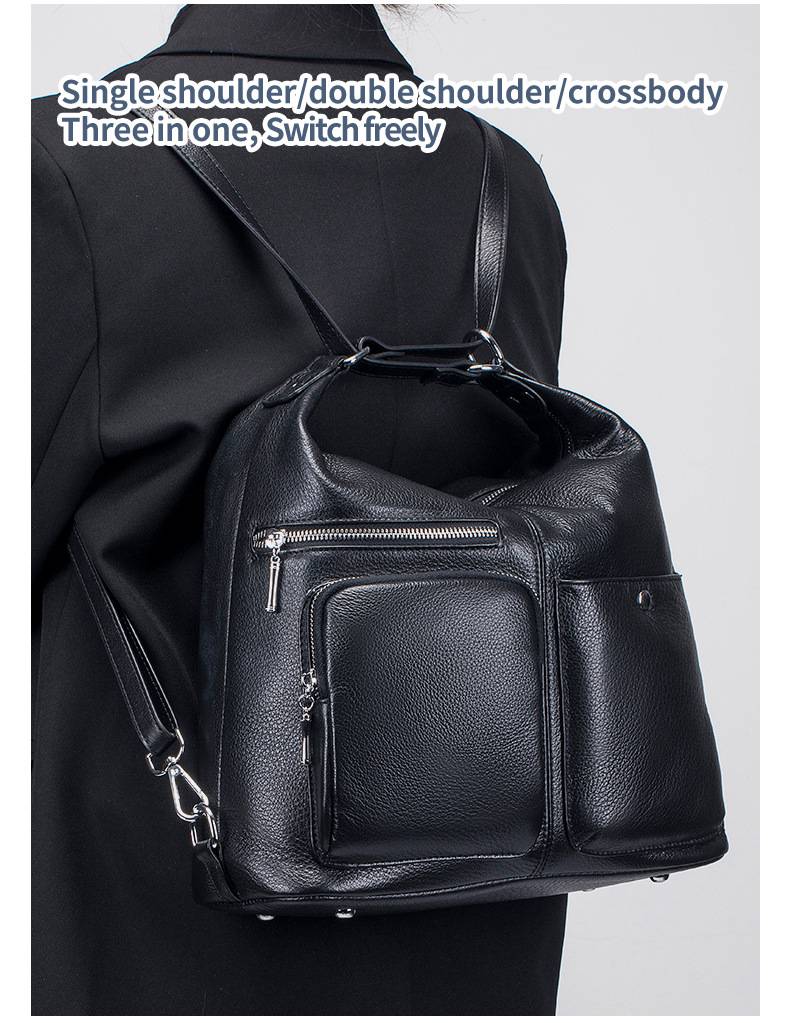 新款韓版多功能後背包斜挎包 一包多用用雙肩包 女生真皮百搭女包 頭層牛皮時尚單肩斜跨包大容量斜背包推薦 真皮包包