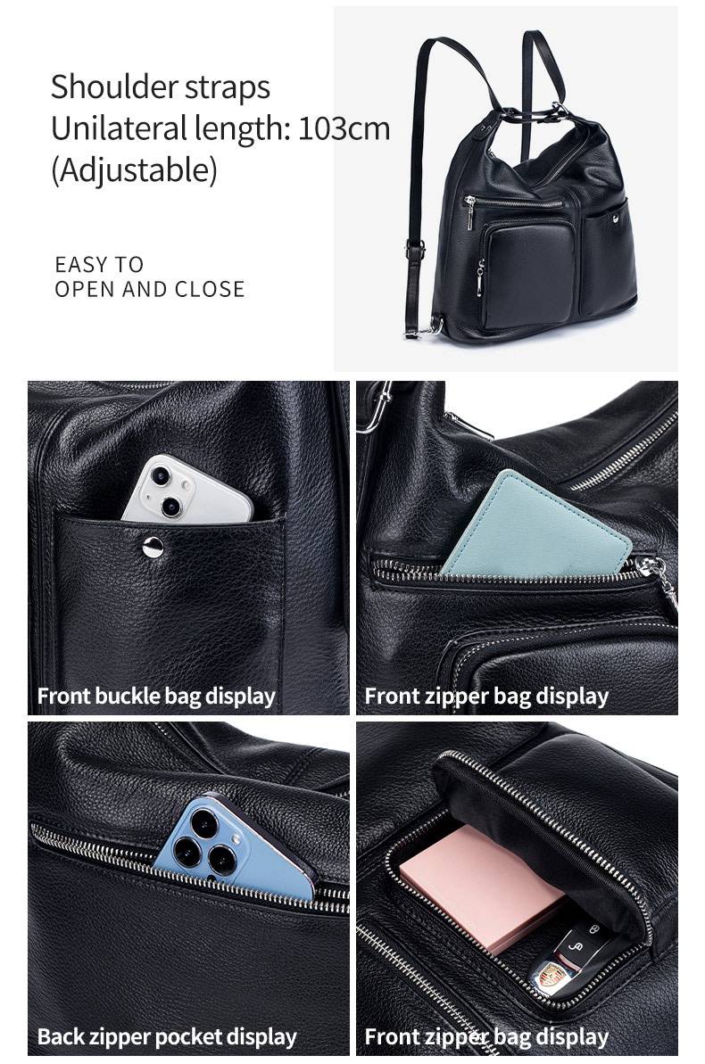 新款韓版多功能後背包斜挎包 一包多用用雙肩包 女生真皮百搭女包 頭層牛皮時尚單肩斜跨包大容量斜背包推薦 真皮包包