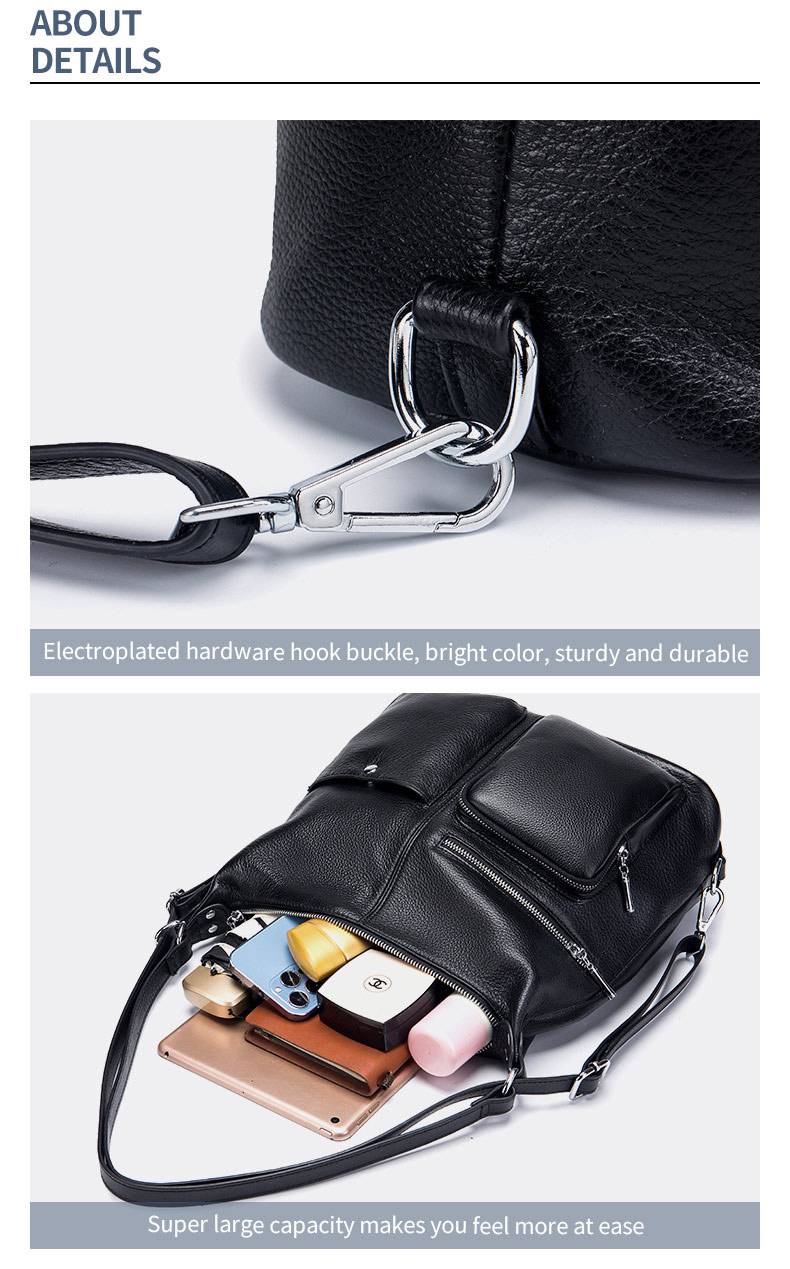 新款韓版多功能後背包斜挎包 一包多用用雙肩包 女生真皮百搭女包 頭層牛皮時尚單肩斜跨包大容量斜背包推薦 真皮包包