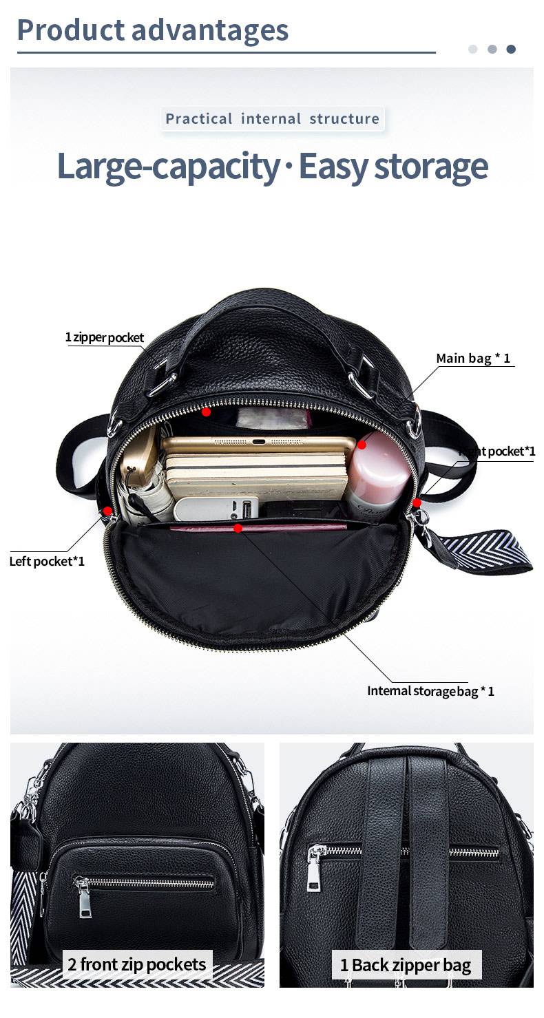 真皮軟皮後背包 新款大容量簡約時尚學生書包 頭層牛皮女士旅行包休閒背包 雙肩包女推薦 真皮包包