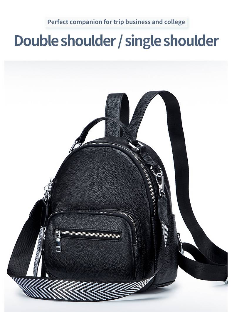 真皮軟皮後背包 新款大容量簡約時尚學生書包 頭層牛皮女士旅行包休閒背包 雙肩包女推薦 真皮包包