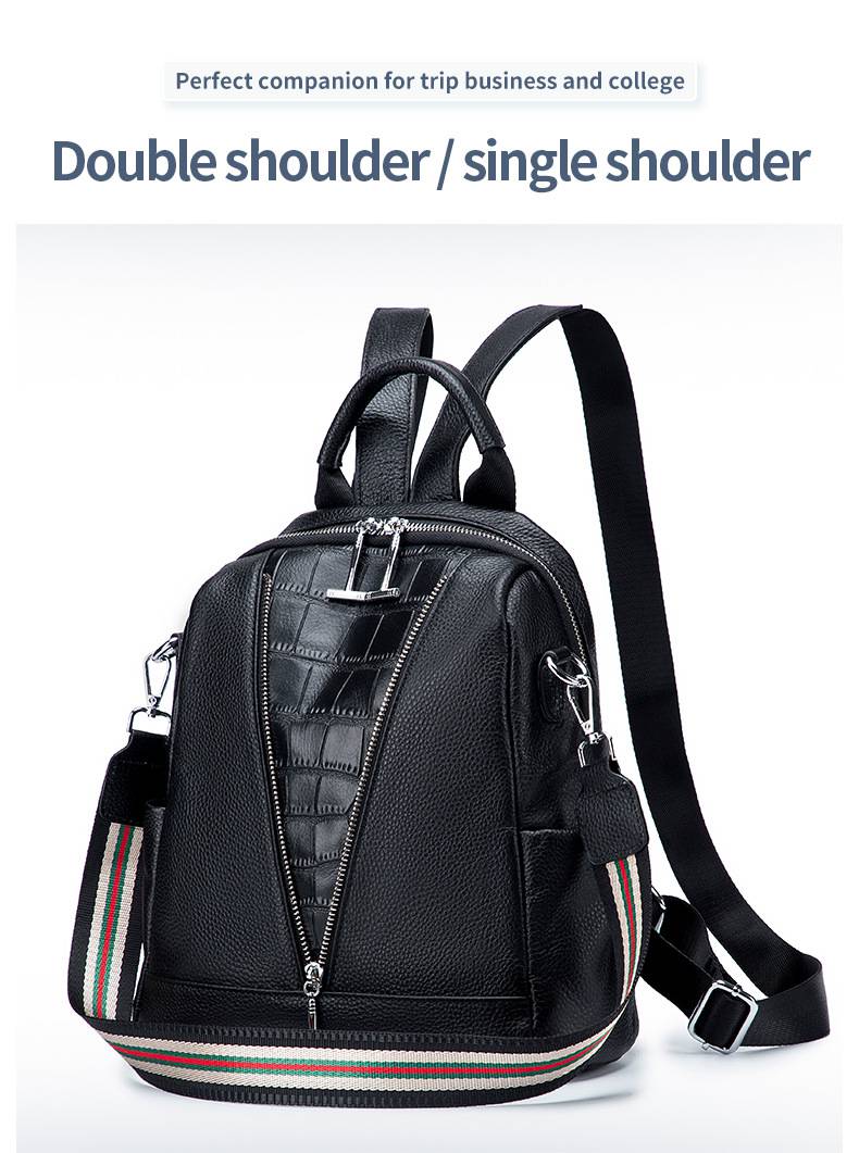 多功能頭層牛皮女包 一包兩用 新款休閒雙肩包 百搭款真皮女士後背包通勤旅行包推薦 真皮包包