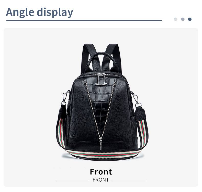 多功能頭層牛皮女包 一包兩用 新款休閒雙肩包 百搭款真皮女士後背包通勤旅行包推薦 真皮包包