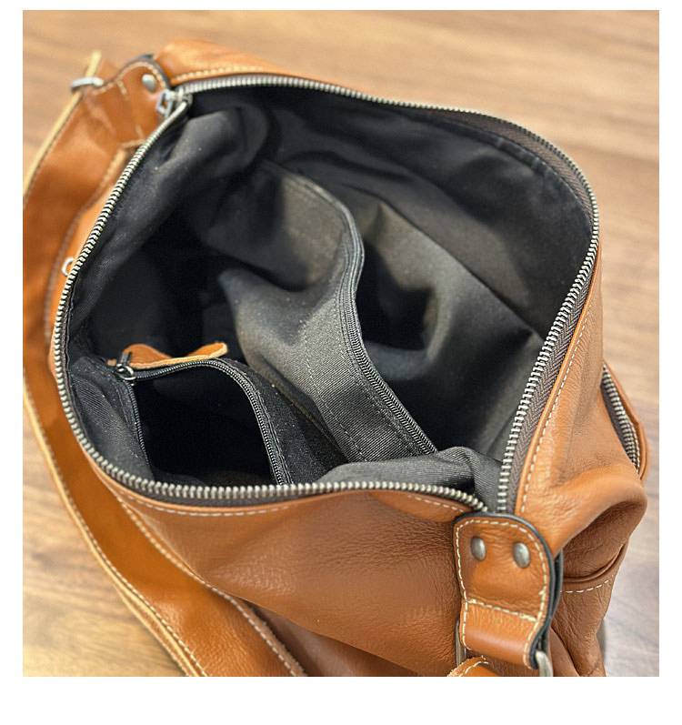 韓版真皮女包 復古軟皮大包包單肩包 女生斜挎包 頭層牛皮百搭跨包 港風休閒包包推薦 真皮包包