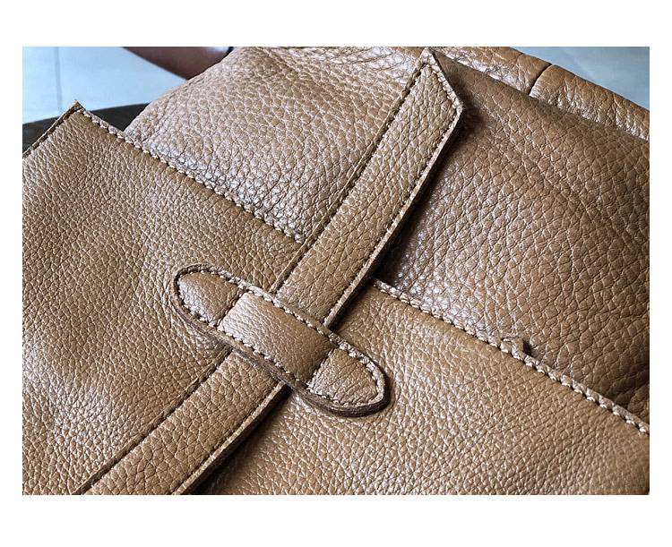 韓版軟皮女生後背包 頭層牛皮雙肩包 復古真皮旅行背包 簡約休閒文藝手工雙肩背包推薦 真皮包包