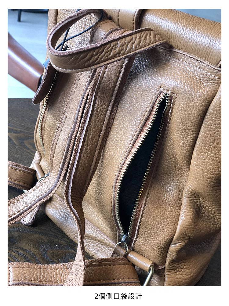 韓版軟皮女生後背包 頭層牛皮雙肩包 復古真皮旅行背包 簡約休閒文藝手工雙肩背包推薦 真皮包包