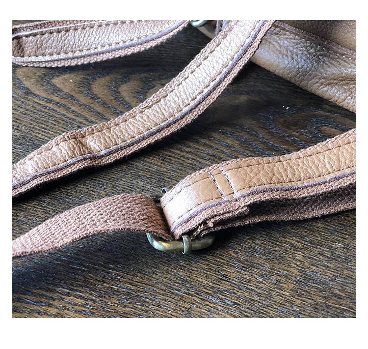 韓版軟皮女生後背包 頭層牛皮雙肩包 復古真皮旅行背包 簡約休閒文藝手工雙肩背包推薦 真皮包包