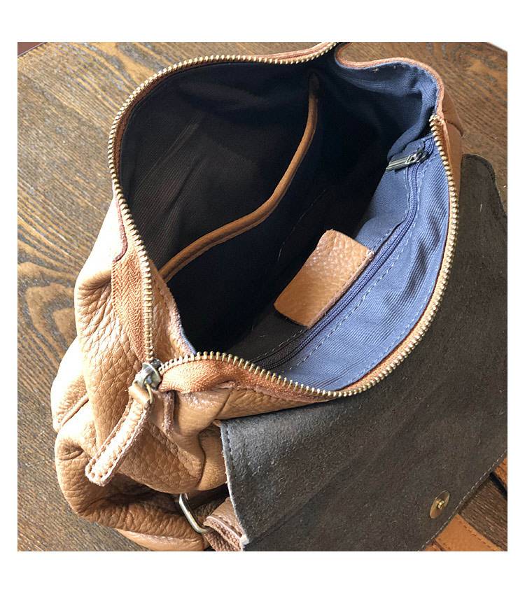 韓版軟皮女生後背包 頭層牛皮雙肩包 復古真皮旅行背包 簡約休閒文藝手工雙肩背包推薦 真皮包包