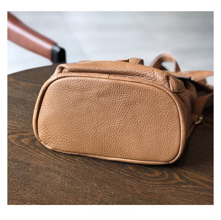 韓版軟皮女生後背包 頭層牛皮雙肩包 復古真皮旅行背包 簡約休閒文藝手工雙肩背包推薦 真皮包包