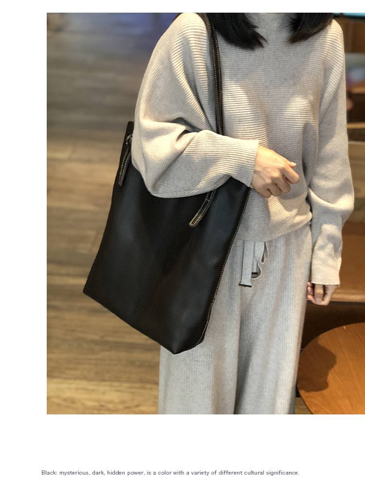 新款日韓手提包托特包 女生單肩包大包包 頭層牛皮水桶包 簡約大容量購物手袋子母包真皮包包推薦 真皮包包