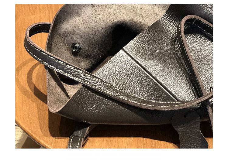 新款日韓手提包托特包 女生單肩包大包包 頭層牛皮水桶包 簡約大容量購物手袋子母包真皮包包推薦 真皮包包