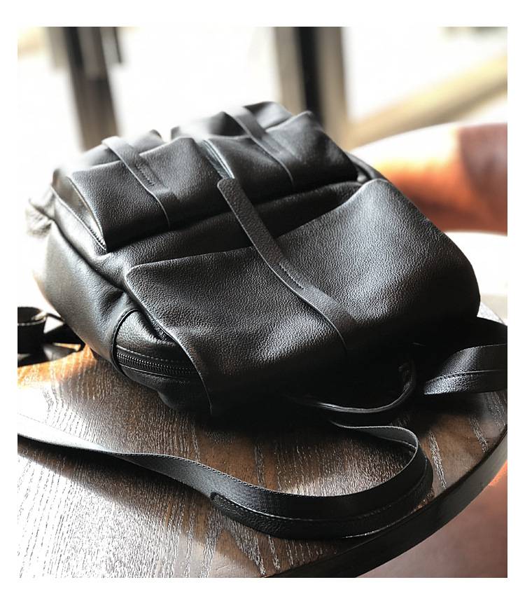 新款頭層牛皮多口袋後背包 真皮大包包 簡約時尚休閒男女通用雙肩包旅行背包推薦 真皮包包