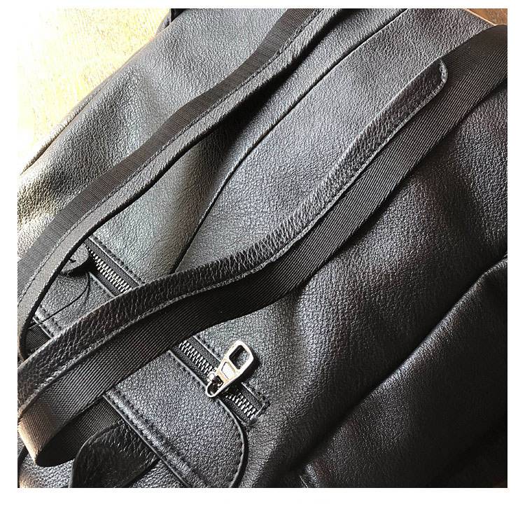 新款頭層牛皮多口袋後背包 真皮大包包 簡約時尚休閒男女通用雙肩包旅行背包推薦 真皮包包