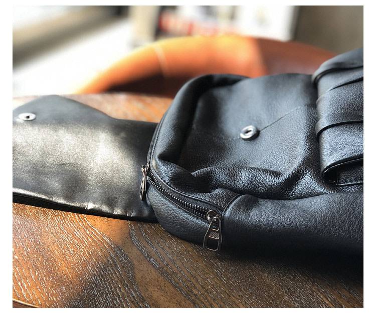 新款頭層牛皮多口袋後背包 真皮大包包 簡約時尚休閒男女通用雙肩包旅行背包推薦 真皮包包