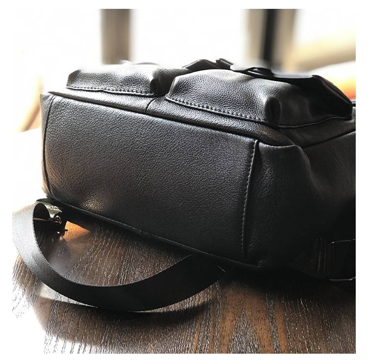 新款頭層牛皮多口袋後背包 真皮大包包 簡約時尚休閒男女通用雙肩包旅行背包推薦 真皮包包