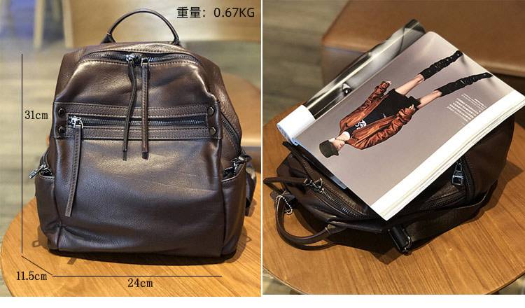 頭層牛皮真皮雙肩包 女生韓版大容量旅行背包 新款潮軟皮時尚後背包學生書包推薦 真皮包包