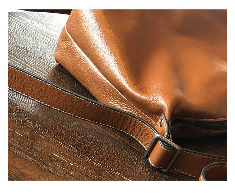 新款頭層牛皮包包 女生大容量單肩包 簡約真皮斜挎包旅行休閒托特包 大包包斜背包推薦 真皮包包