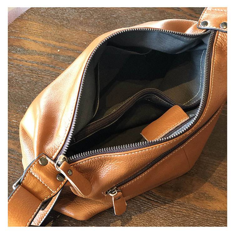 新款頭層牛皮包包 女生大容量單肩包 簡約真皮斜挎包旅行休閒托特包 大包包斜背包推薦 真皮包包