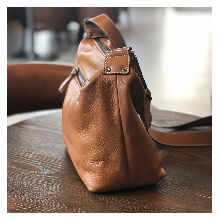 新款頭層牛皮包包 女生大容量單肩包 簡約真皮斜挎包旅行休閒托特包 大包包斜背包推薦 真皮包包