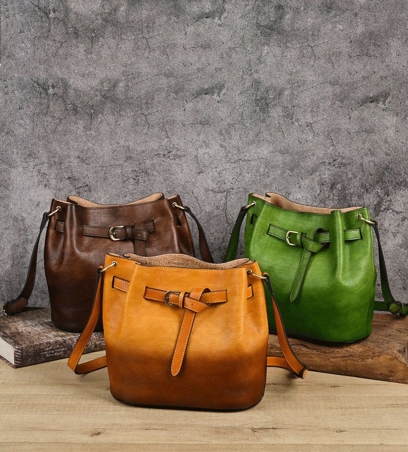 新款頭層牛皮手工擦色斜背包 植鞣皮多用途大容量女單肩包側背包 復古女生單肩背包推薦 真皮包包