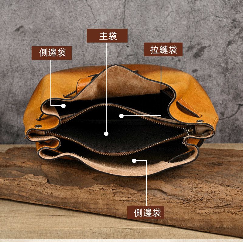 新款頭層牛皮手工擦色斜背包 植鞣皮多用途大容量女單肩包側背包 復古女生單肩背包推薦 真皮包包