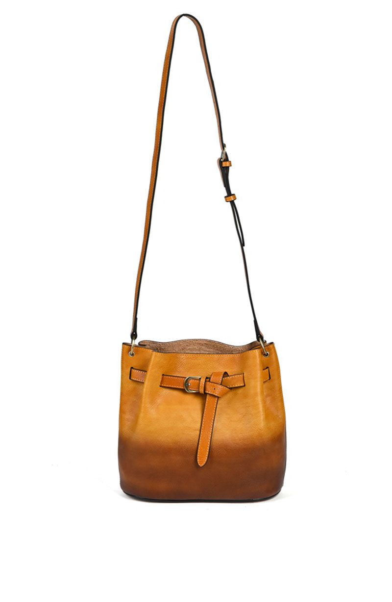 新款頭層牛皮手工擦色斜背包 植鞣皮多用途大容量女單肩包側背包 復古女生單肩背包推薦 真皮包包