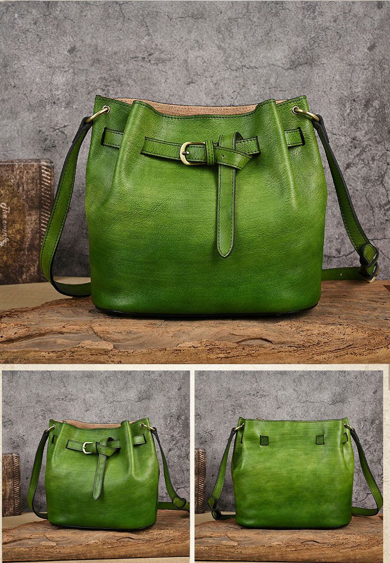 新款頭層牛皮手工擦色斜背包 植鞣皮多用途大容量女單肩包側背包 復古女生單肩背包推薦 真皮包包