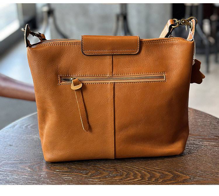 復古植鞣牛皮餃子包 真皮單肩斜挎包 簡約休閒款大容量斜背包 女生包包新款女包推薦 真皮包包