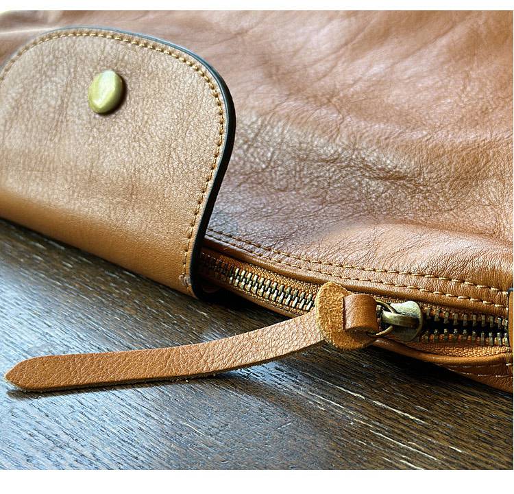 復古植鞣牛皮餃子包 真皮單肩斜挎包 簡約休閒款大容量斜背包 女生包包新款女包推薦 真皮包包