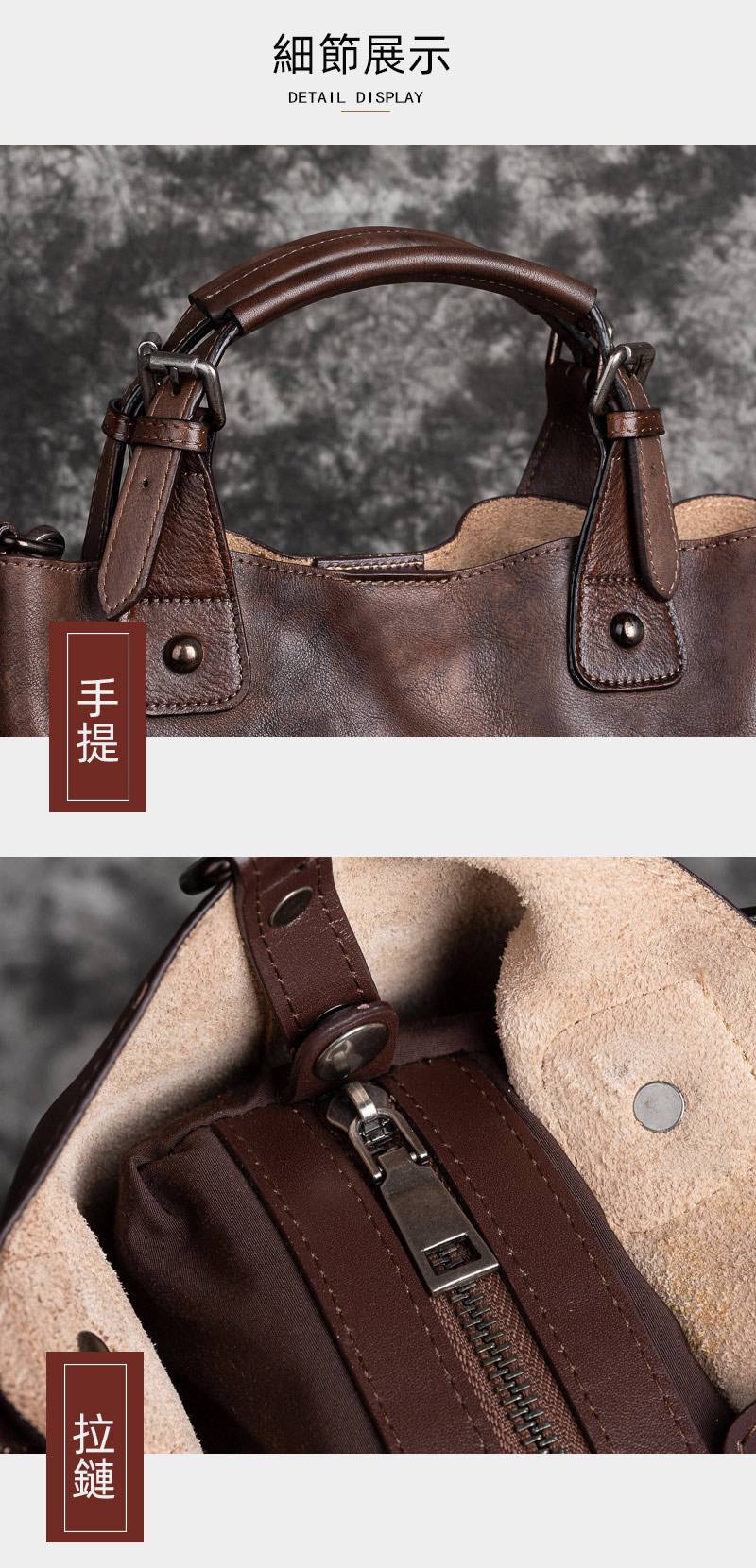 手工擦色復古手提包 真皮斜背包多用途單肩包包 植鞣皮肩背包側背包 新款大容量斜挎包推薦 真皮包包