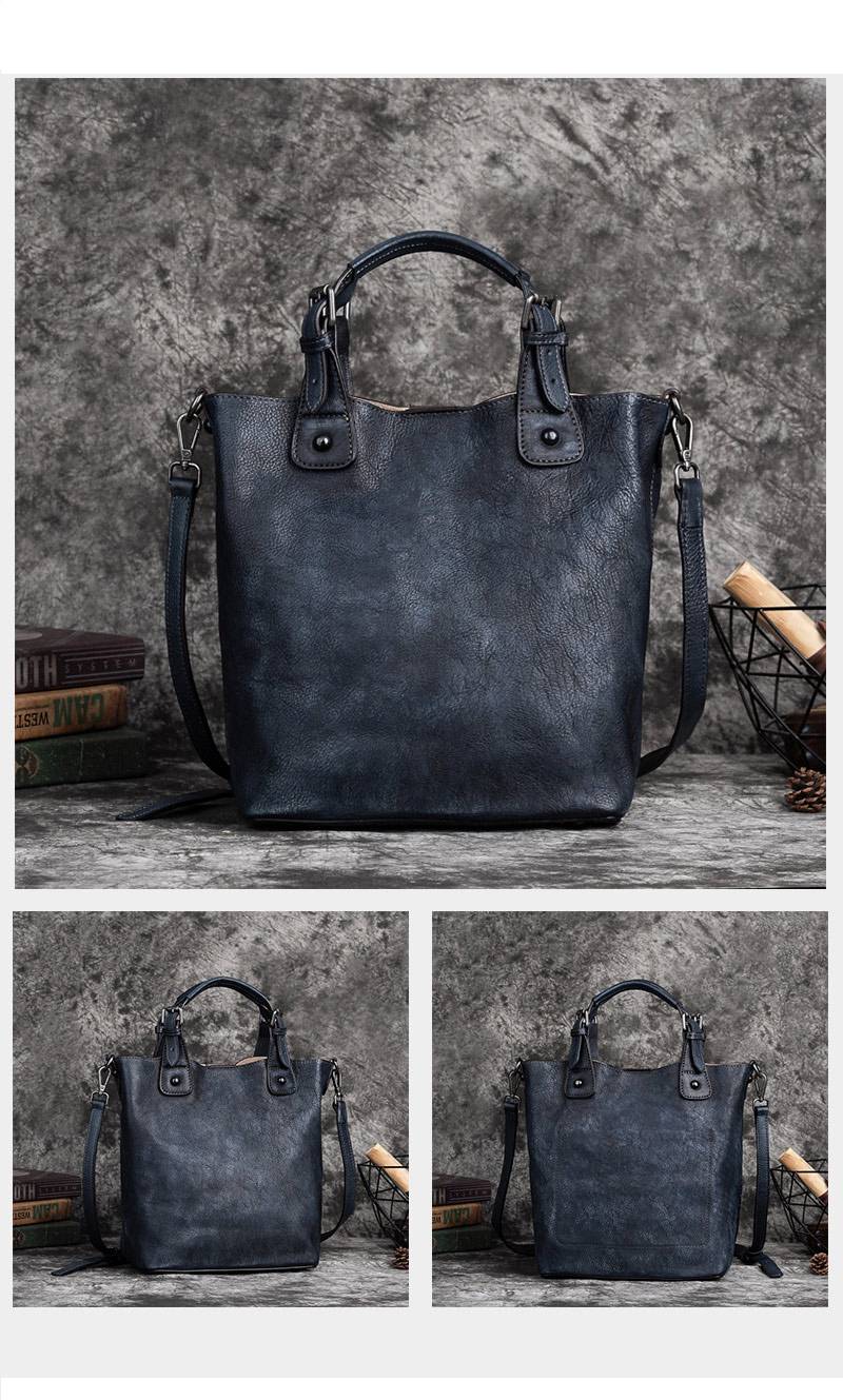 手工擦色復古手提包 真皮斜背包多用途單肩包包 植鞣皮肩背包側背包 新款大容量斜挎包推薦 真皮包包