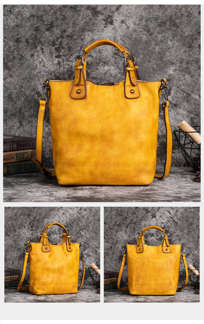 手工擦色復古手提包 真皮斜背包多用途單肩包包 植鞣皮肩背包側背包 新款大容量斜挎包推薦 真皮包包