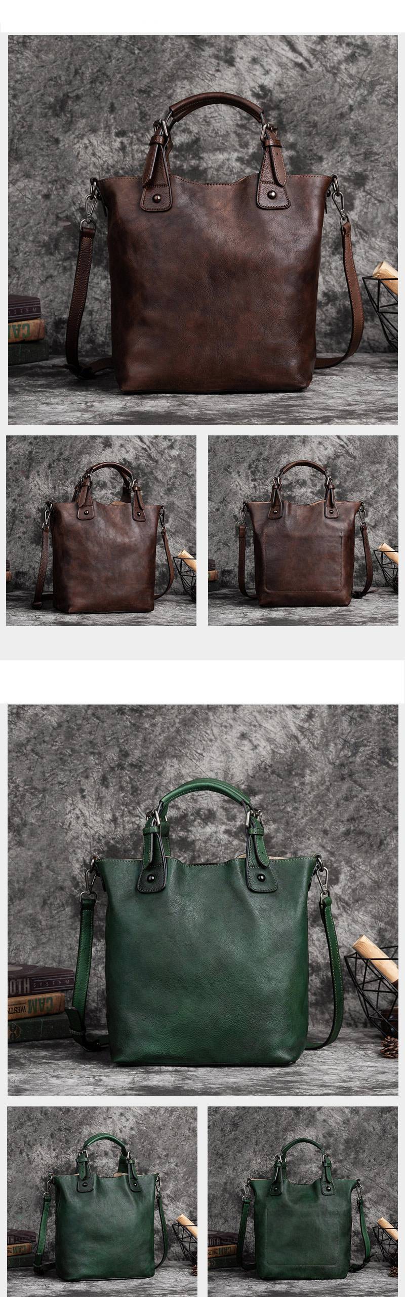 手工擦色復古手提包 真皮斜背包多用途單肩包包 植鞣皮肩背包側背包 新款大容量斜挎包推薦 真皮包包