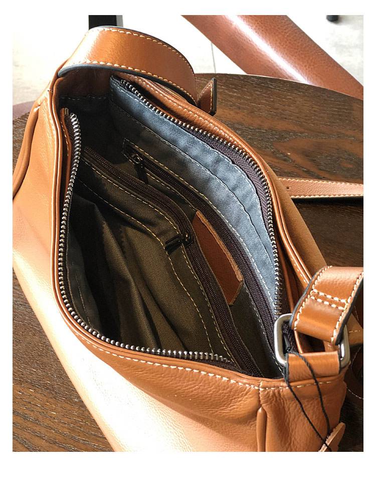 翻蓋新款真皮女包單肩包 休閒女士斜挎包 簡約休閒斜背包 女生頭層皮郵差包推薦 真皮包包