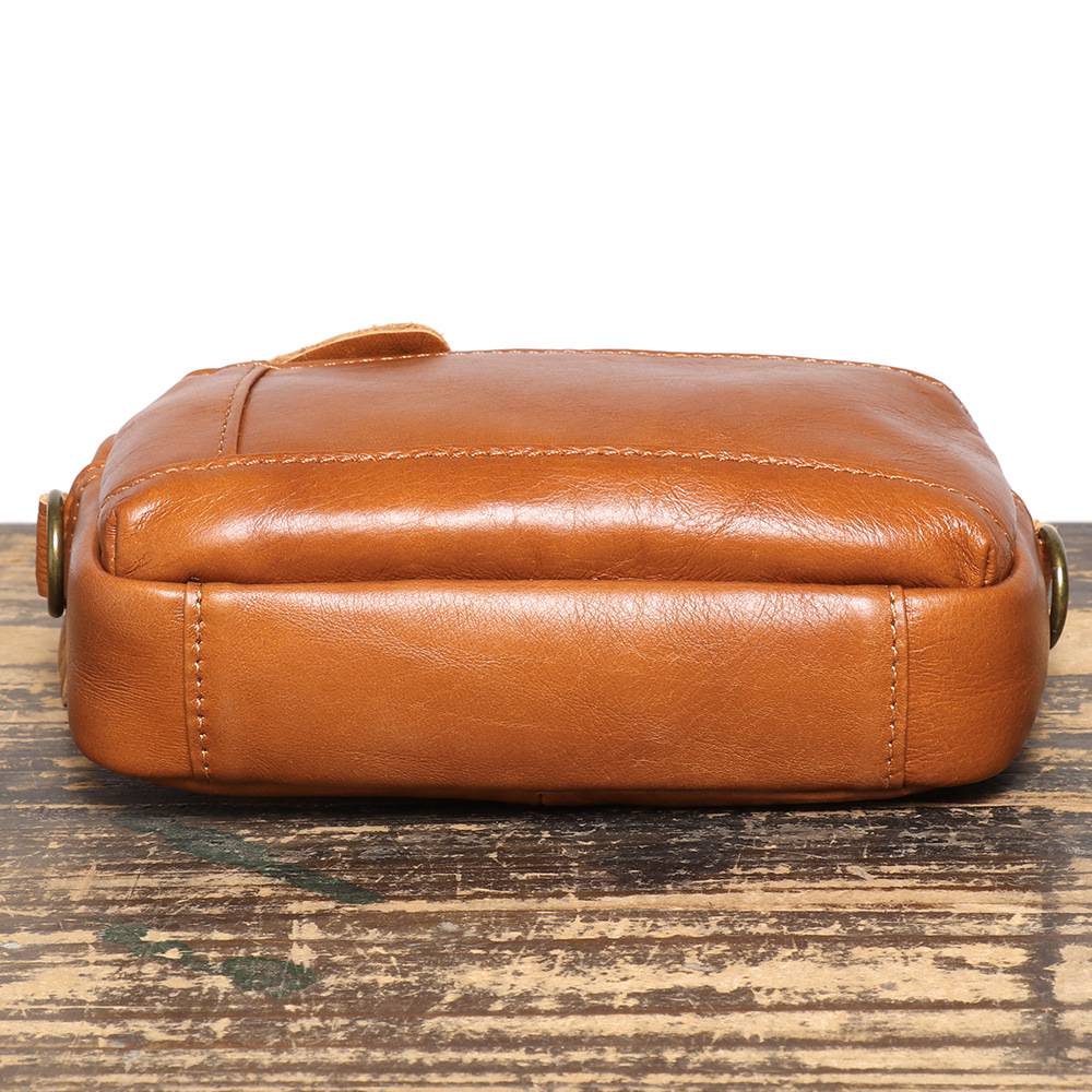 新款男式真皮單肩包 頭層牛皮斜挎包 多功能穿皮帶休閒手機包斜背包 復古肩背包推薦 真皮包包