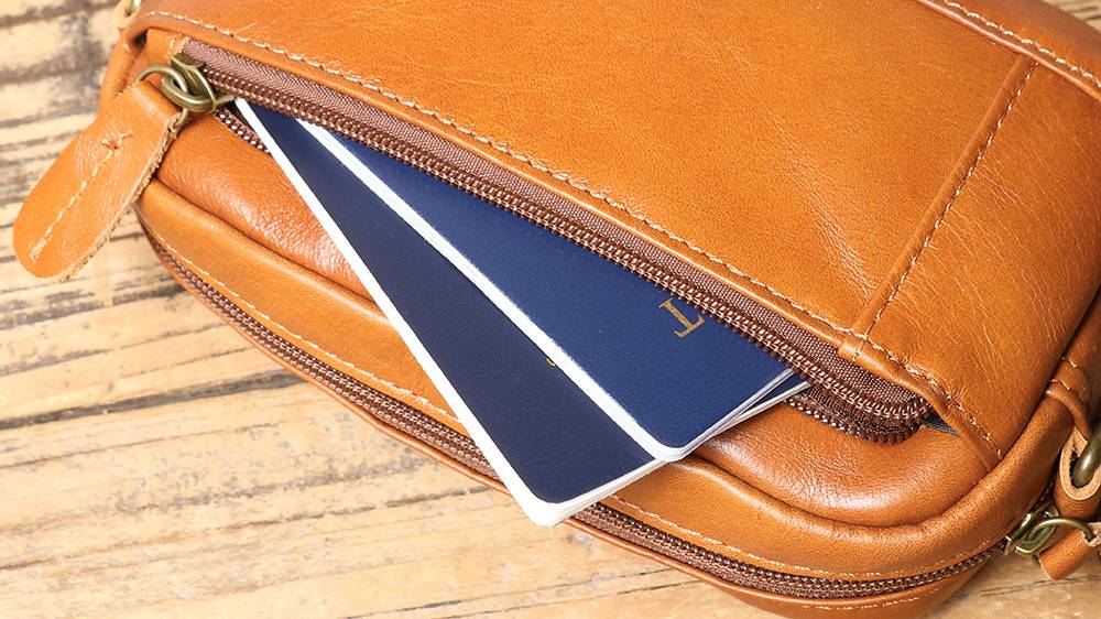 新款男式真皮單肩包 頭層牛皮斜挎包 多功能穿皮帶休閒手機包斜背包 復古肩背包推薦 真皮包包