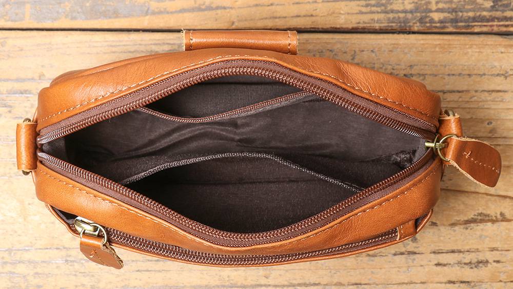 新款男式真皮單肩包 頭層牛皮斜挎包 多功能穿皮帶休閒手機包斜背包 復古肩背包推薦 真皮包包